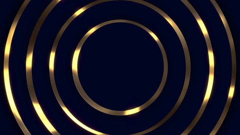 Dark  blue golden circular looped animated background. 3d circle rings animation for text backdrop.  4k resolution 3d rendered animation 库存视频