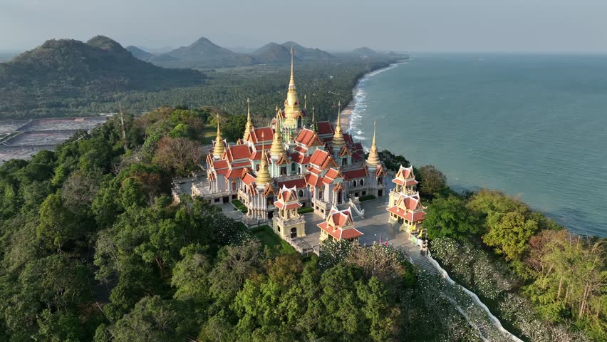 Phra Mahathat, also known as Chedi Phakdee Prakat temple located in Prachuap Khiri Khan, Thailand Royalty-Free Stock Footage #1102531659