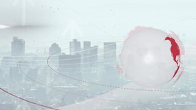 Animation of globe and financial data processing over cityscape. Global business, finances, computing and data processing concept digitally generated video. - Powered by Shutterstock - Get 15% off with code: PIKWIZARD15