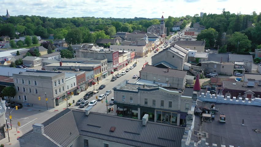 Aerial scene of St Marys, Ontario, Canada on a fine day 4K