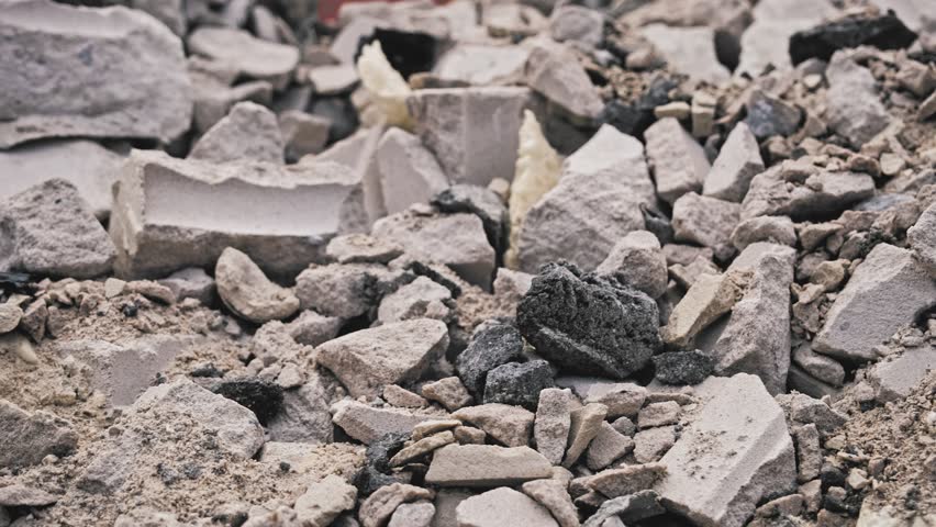 Pile of Rubble Industrial Construction Waste Concrete Block Air Brick Pieces and Hazardous Materials