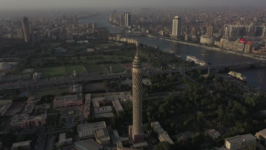 drone shot for cairo tower egypt Royalty-Free Stock Footage #1102536281