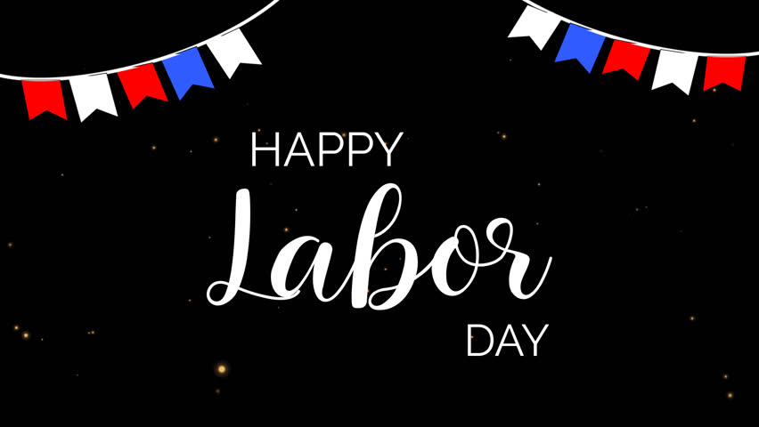 Happy Labor Day Handwritten Animated Text In White Color and Black Background. Suitable For Labor Day Celebration Around The World.