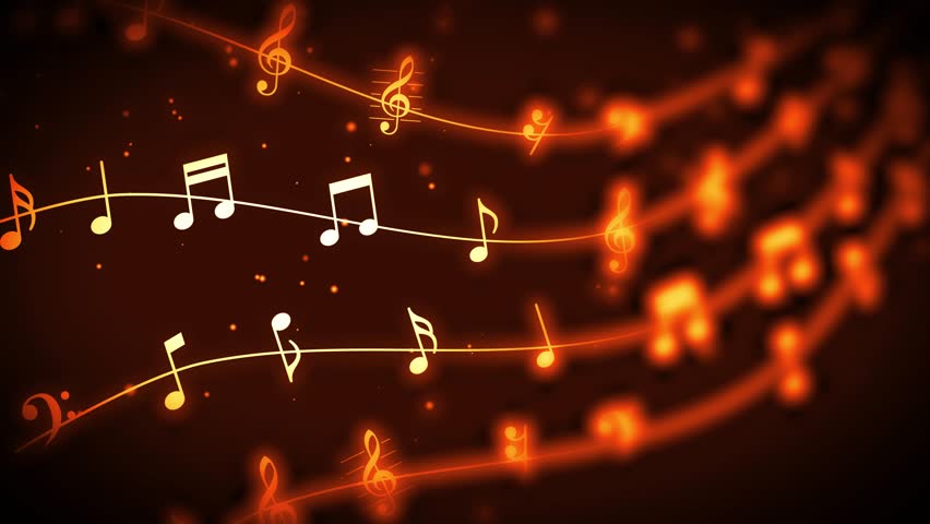 waves of Music Notes with Motion Blur and Light particles. Seamless loop in Orange Musical Background. Royalty-Free Stock Footage #1102537747
