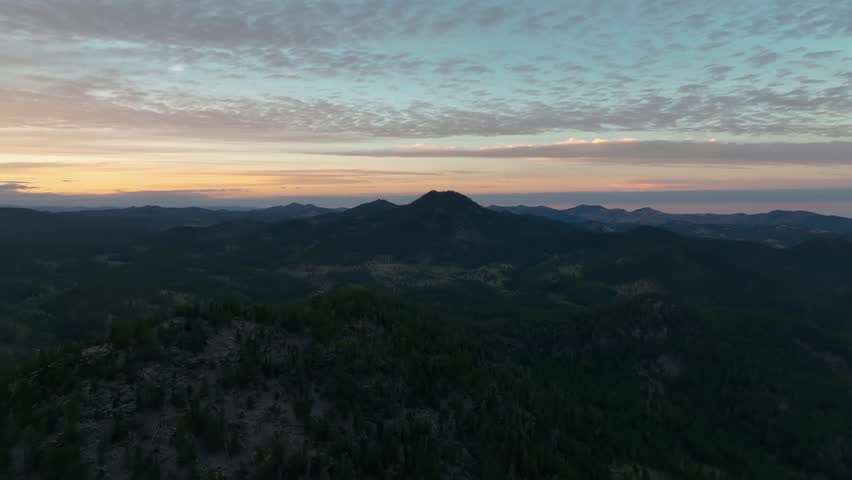 Drone shot of the sun rising over South Dakota