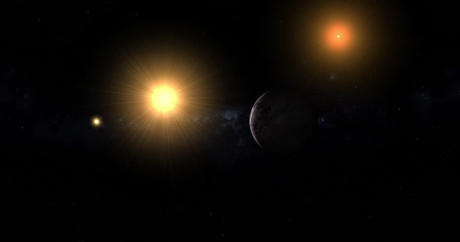 Towards exoplanet Proxima Centauri b with Alpha Centauri starS and red star Royalty-Free Stock Footage #1102551445