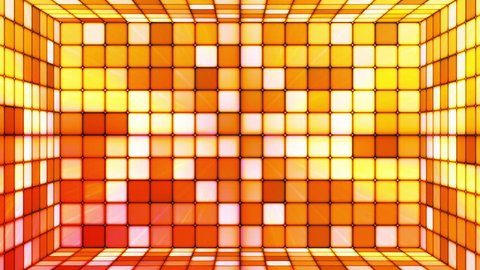 Broadcast Twinkling Hi-Tech Cubes Room, Golden Orange, Abstract, Loopable, HD