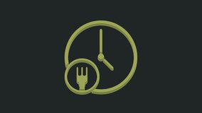 Green Round the clock delivery icon isolated on black background. 4K Video motion graphic animation.