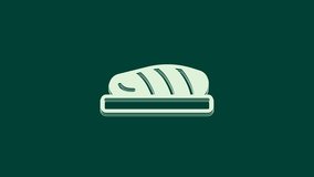 White Fish steak icon isolated on green background. 4K Video motion graphic animation.