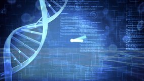 Animation of ticking clock, dna structure, data processing and digital waves on blue background. Medical research and science technology concept - Powered by Shutterstock - Get 15% off with code: PIKWIZARD15