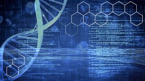 Animation of dna and chemical structures over data processing and digital waves on blue background. Medical research and science technology concept - Powered by Shutterstock - Get 15% off with code: PIKWIZARD15