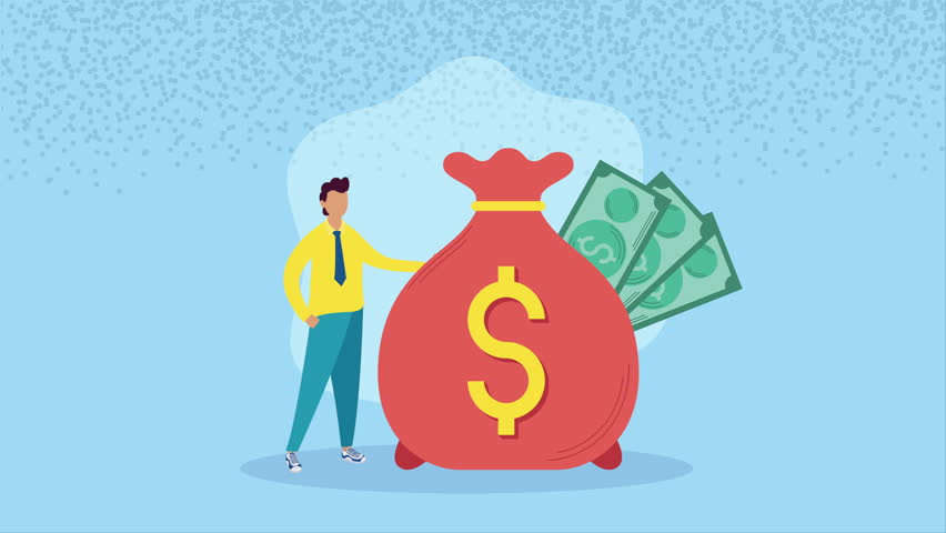 money dollars red bag animation ,4k video animated
