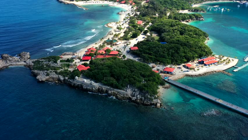 Aerial video over the beach of Haiti Caribbean Islands