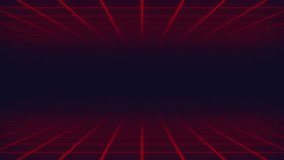 Retro Neon Grid Dark Space, Abstract Technology Background, Virtual Red Floor Video.