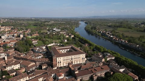 Aerial view drone Pavia, Italy. Borromeo College.  – Video có sẵn