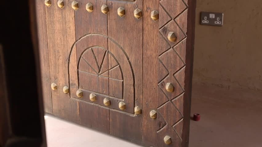 wooden door of ancient desert fort