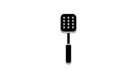 Black Spatula icon isolated on white background. Kitchen spatula icon. BBQ spatula sign. Barbecue and grill tool. 4K Video motion graphic animation.