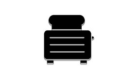 Black Toaster with toasts icon isolated on white background. 4K Video motion graphic animation.