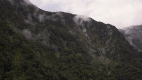 Rocky peaks at Milford Sound. New Zealand National Park.