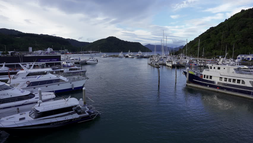 Harbour Marina in Picton port, New Zealand, South Island