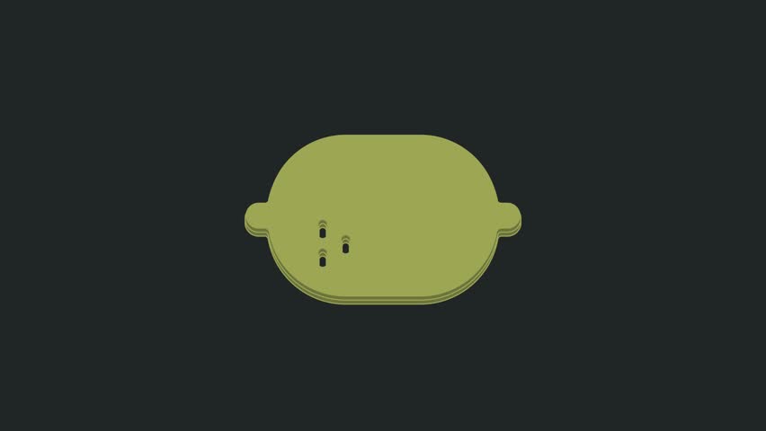Green Lemon icon isolated on black background. 4K Video motion graphic animation.