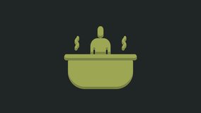 Green Bathtub icon isolated on black background. 4K Video motion graphic animation.