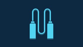 Blue Jump rope icon isolated on blue background. Skipping rope. Sport equipment. 4K Video motion graphic animation.