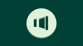 White Speaker volume, audio voice sound symbol, media music icon isolated on green background. 4K Video motion graphic animation.