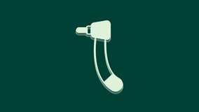 White Tooth drill icon isolated on green background. Dental handpiece for drilling and grinding tools. 4K Video motion graphic animation.