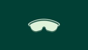 White Safety goggle glasses icon isolated on green background. 4K Video motion graphic animation.