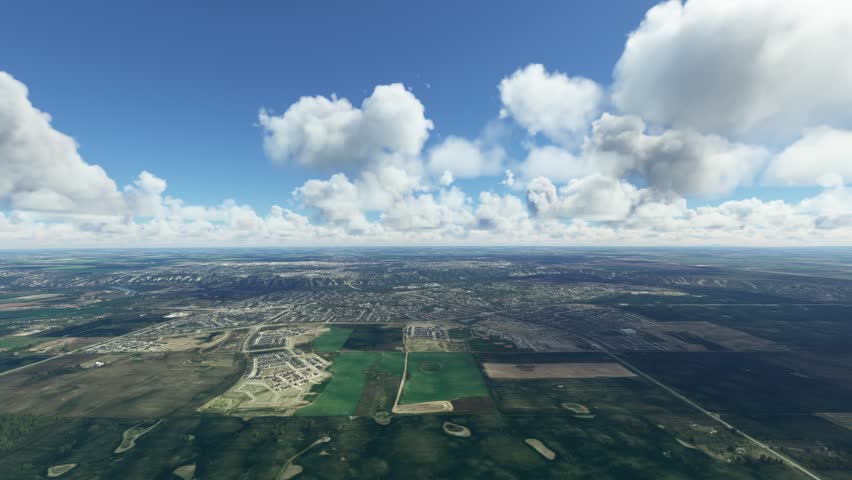 3D - Daytime Frontal Aerial Shot of Lethbridge; Alberta. Canada
