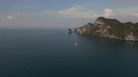 Drone video of the sea in Thailand and an island 4K