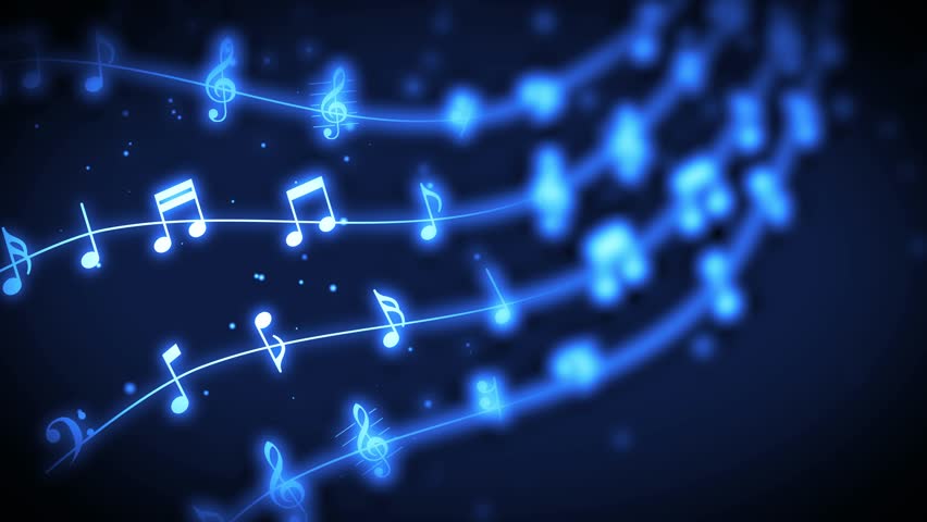 3D waves of Music Notes with Motion Blur and Light particles. Seamless loop in blue Musical Background. Royalty-Free Stock Footage #1102622479