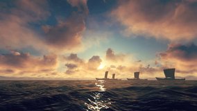 Viking Ships Sailing 3D Video Animation
