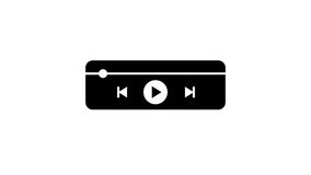 icon media music player in vector animated video in black color on white background