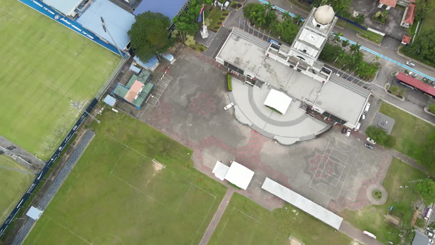 Jam Besar Dataran in Johor Bahru Looking Down While Turning at a Clock Tower in Malaysia.