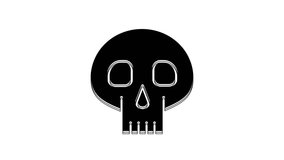 Black Skull icon isolated on white background. 4K Video motion graphic animation.