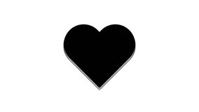 Black Heart icon isolated on white background. Romantic symbol linked, join, passion and wedding. Valentine day symbol. 4K Video motion graphic animation.