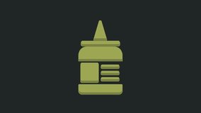 Green Glue icon isolated on black background. 4K Video motion graphic animation.