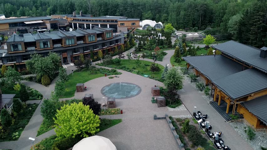 White tent restaurant from the air