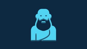 Blue Socrates icon isolated on blue background. Sokrat ancient greek Athenes ancient philosophy. 4K Video motion graphic animation.