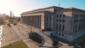 aerial drone view, 4k video, recoleta law school, buenos aires argentina, at sunset