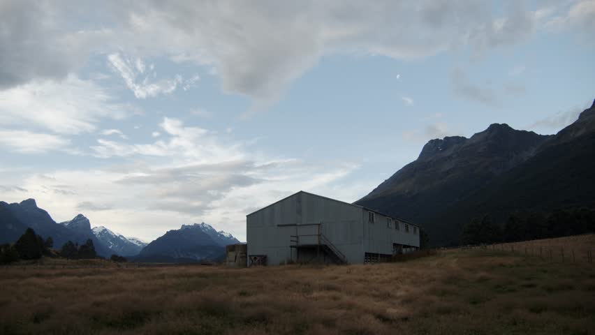 Farm shed with cloud Time lapse 
