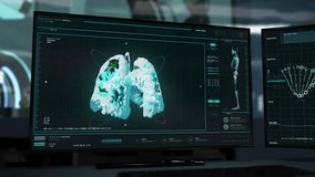 Covid Patient Organism Scanner System In Medical Laboratory. Human Patient Scanner System Detects Respiratory Pneumonia Lung Disease. Patient System Checked By Advanced X-ray Scanner Device - Powered by Shutterstock - Get 15% off with code: PIKWIZARD15