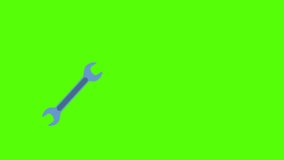 Metal wrench. Loop animation of a wrench tightening a nut, on a transparent background. Tools. Working tool of a plumber, house worker, locksmith, or mechanic. 2d flat animation. Alpha channel