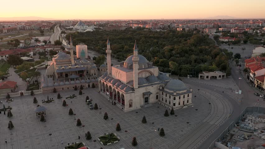 mosque building view from above in the konya Royalty-Free Stock Footage #1102660457