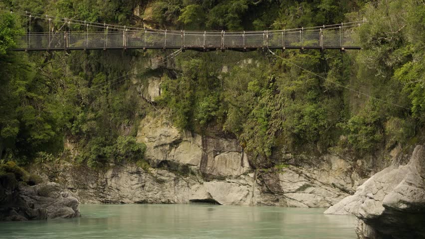 Suspension bridge in Hokitika Gorge scenic reserve located in West Coast, New Zealand.