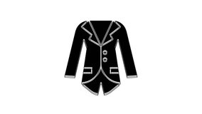 Black Blazer or jacket icon isolated on white background. 4K Video motion graphic animation.