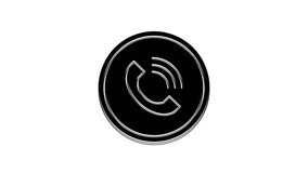 Black Phone call icon isolated on white background. 4K Video motion graphic animation.