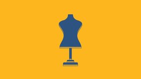 Blue Mannequin icon isolated on orange background. Tailor dummy. 4K Video motion graphic animation.